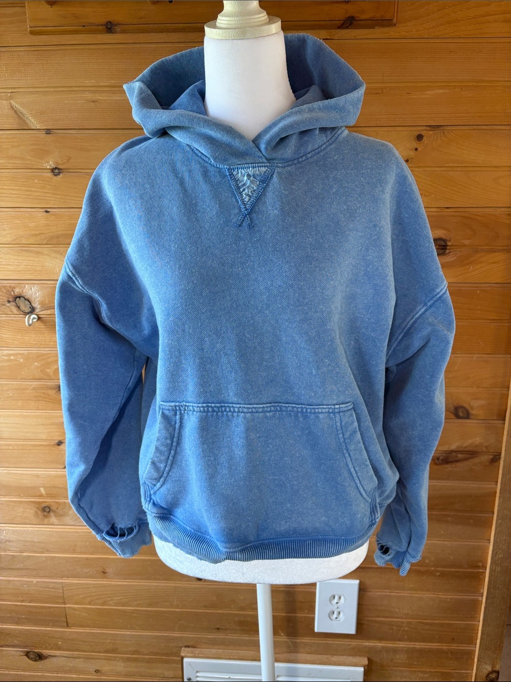 American Eagle Outfitters Washed Blue Crewneck Hoodie